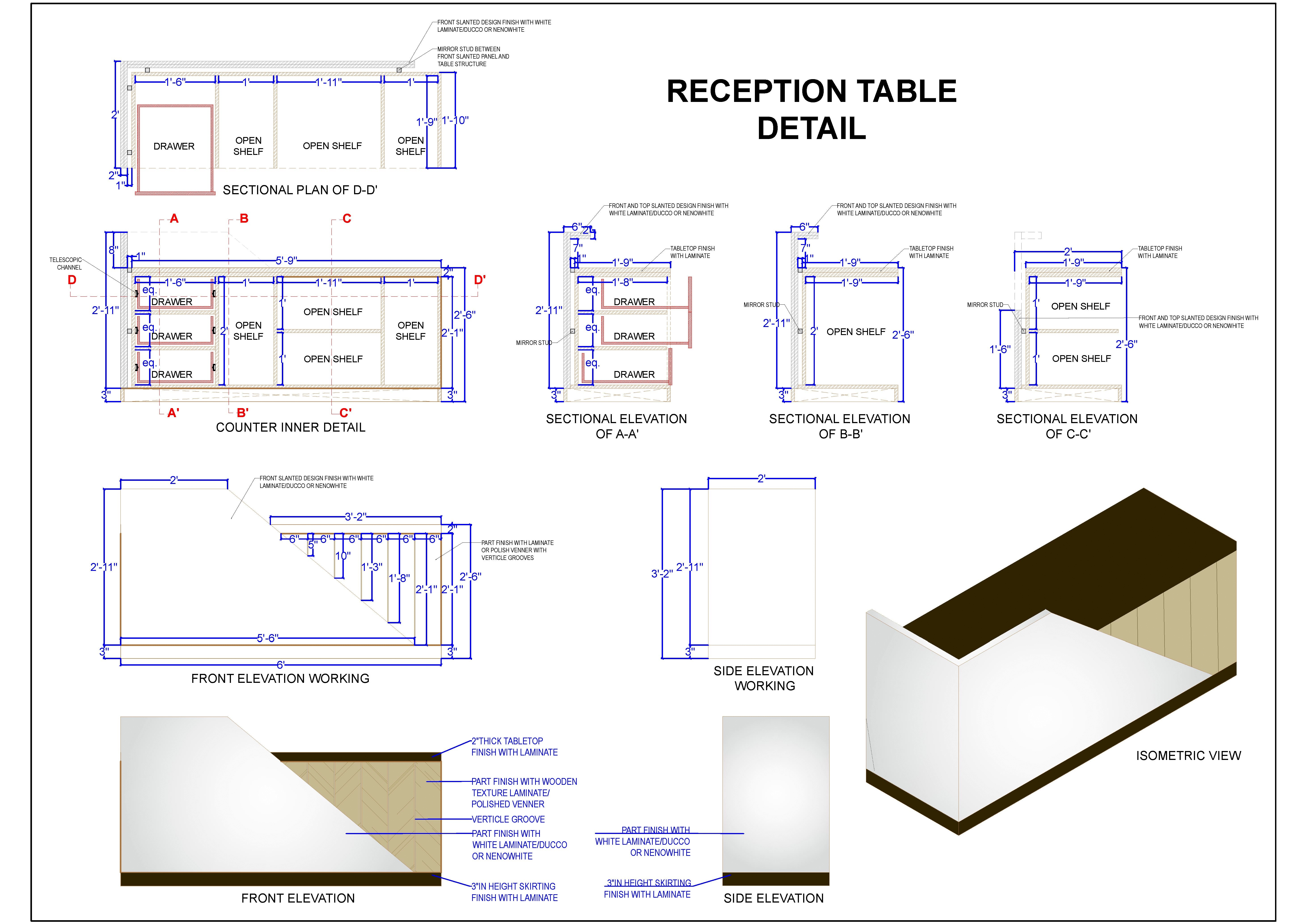 Modern Reception Desk DWG with Detailed Drawing